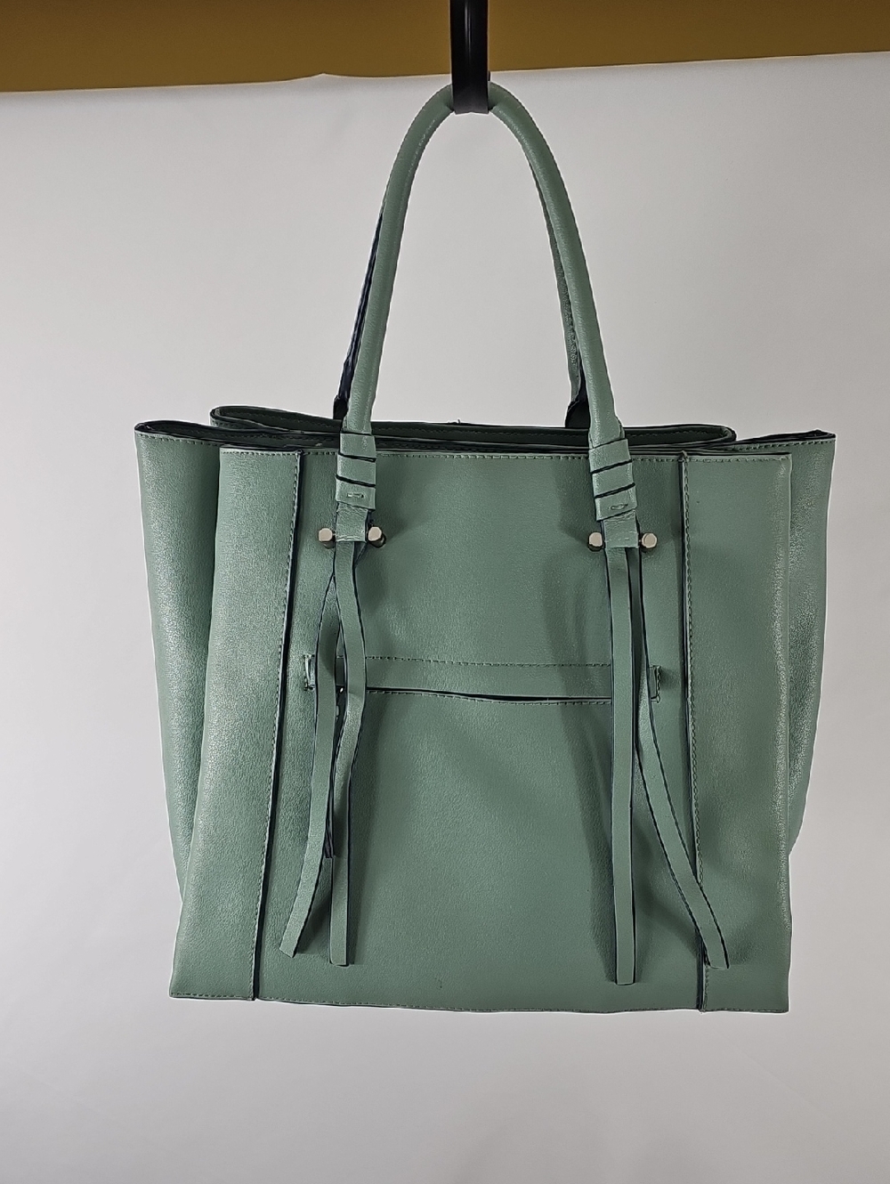 Mint Green Leather Tote Bag - Picture 3 of 13